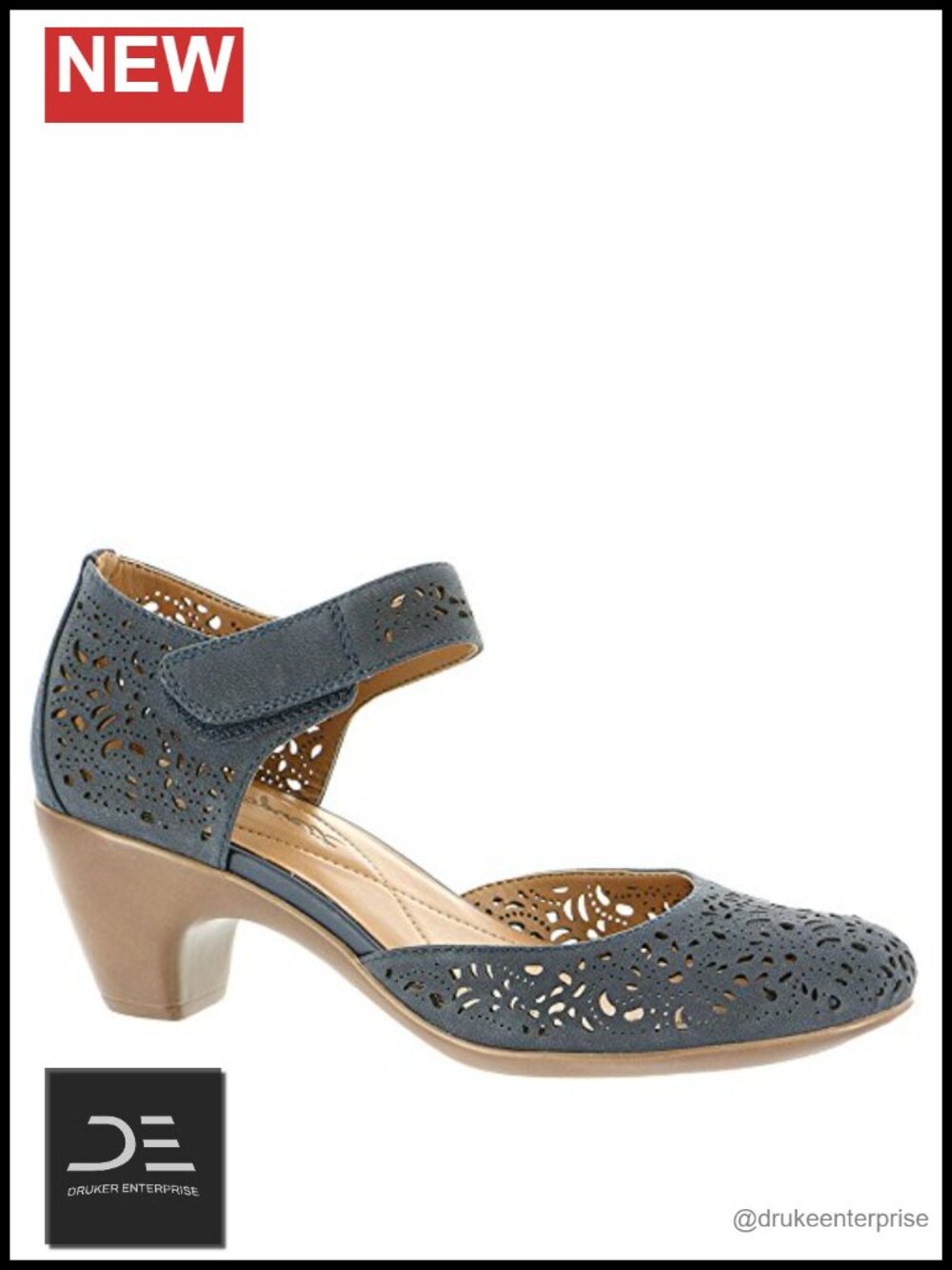 Easy Spirit Cindie Nubuck Leather Block Heel Ankle Strap Pump